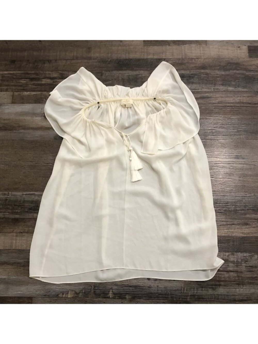 Kate Spade White Ruffled Peasant Blouse Small
